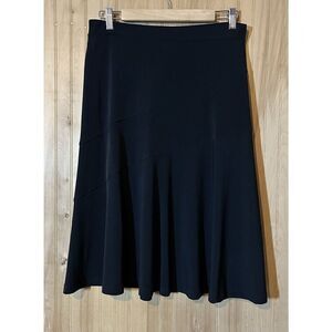 JM Collection Skirt Womens Petite Medium Black A Line Midi Pull On Diagonal Seam